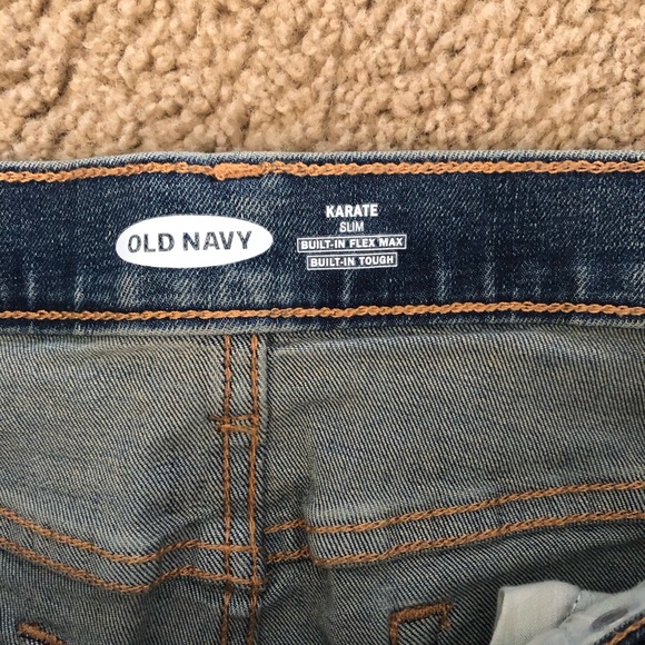 Boys Old Navy Blue Denim Karate Slim Jeans 16 Plus - Picture 2 of 8